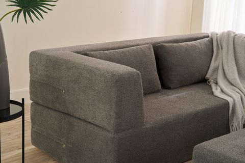 PİRGOS YATAKLI 2 PUFLU FULL SÜNGER KANEPE, GRİ