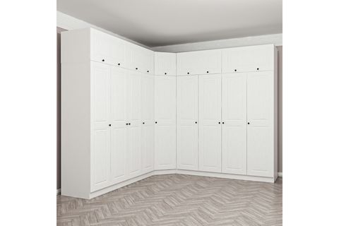 KALE MENTEŞELİ DOLAP, 6+ KAPAKLI, BEYAZ, 235 CM