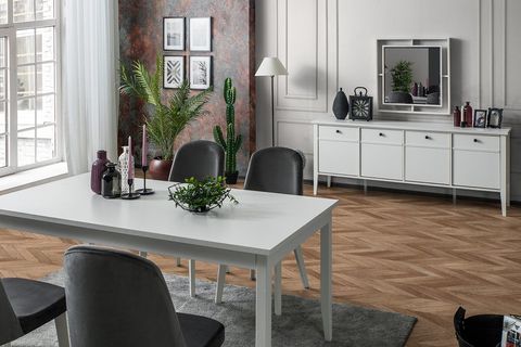 URBAN CREAM YEMEK MASASI SEDEF KREM DÜZ