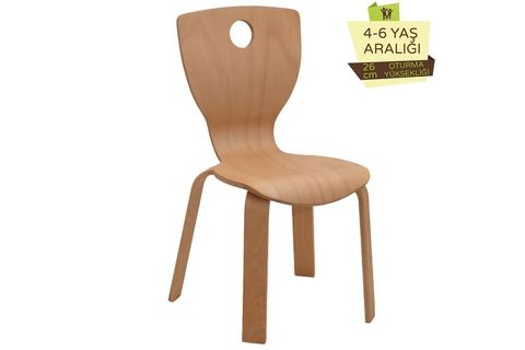 ENS KIDS NATUREL AHŞAP ÇOCUK SANDALYESİ, LOTUS, 4-6 YAŞ