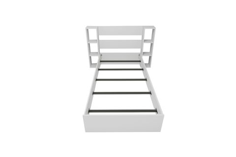 SMART RAFLI KİTAPLIKLI TEK KİŞİLİK KARYOLA, BEYAZ, 90X190