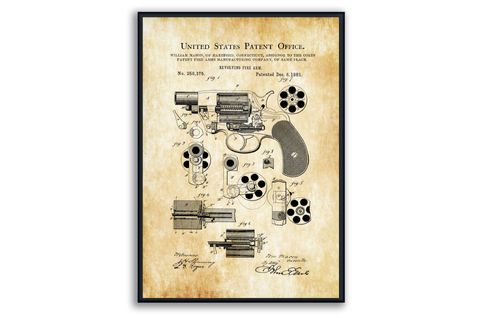 AHŞAP ÇERÇEVELİ VİNTAGE TABLO SETİ, GUNS 2, 50X70