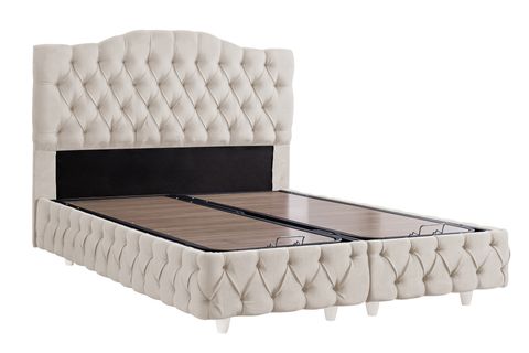 VİYANA BAZA BAŞLIK VE PREMIUM PEDLİ YATAK SETİ, KREM, 150X200