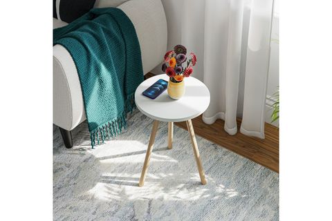 YURİ YUVARLAK YAN SEHPA, BEYAZ