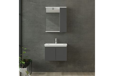 NİKA BANYO DOLABI 65CM AS2K 1K1A ETJ BEYAZ ANTRASİT