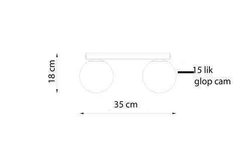 ATİNA PLAFONYER BEYAZ CAMLI AVİZE, SİYAH