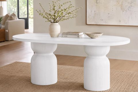 BOĞUM OVAL MUTFAK MASASI, BEYAZ, 160 CM
