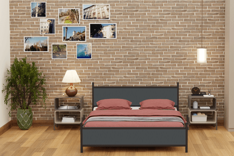 GM 305 MODERN ÇİFT KİŞİLİK METAL SİYAH ANTRASİT GRİ KARYOLA 140X190