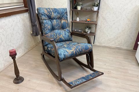 KONTES SALLANAN SANDALYE, MAVİ, KOYU CEVİZ