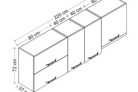 MİNAR 220 CM MUTFAK DOLABI BEYAZ 220-B8-ÜST MODÜL