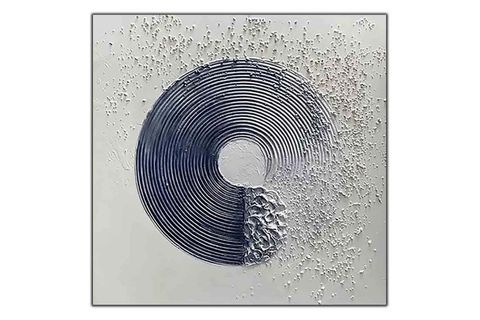 SOYUT LACİVERT SPİRAL ÇİZGİLER ORİJİNAL YAĞLI BOYA TABLO