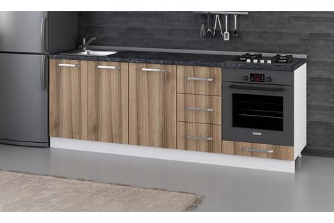 MİNAR 225 CM MUTFAK DOLABI BEYAZ DORE 225-D3-ALT MODÜL