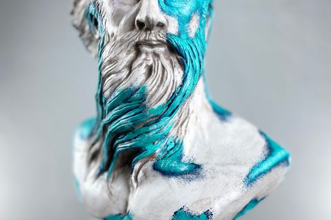 POSEIDON BLUE CORAL POP ART DEKORATİF ROMA YUNAN HEYKELLERİ