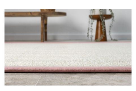 BORDÜRLÜ HASIR DOKULU SİSAL MAKİNE HALISI, PEMBE, 120X170