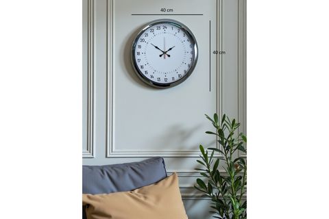 KROM METAL 24 SAAT GÖSTERGELİ ÖZEL TASARIM DUVAR SAATİ 40 CM