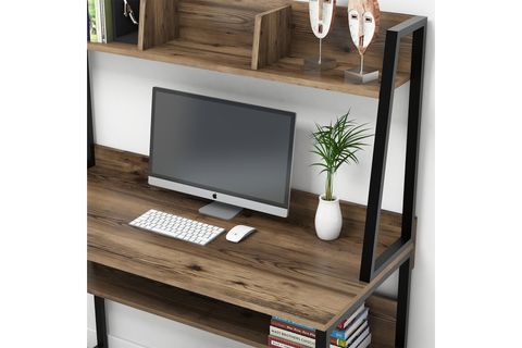 OLEA KİTAPLIKLI MASA, CEVİZ, 120 CM