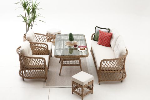 PALMA RATTAN ÜÇLÜ OTURMA GRUBU, CAPPUCCINO