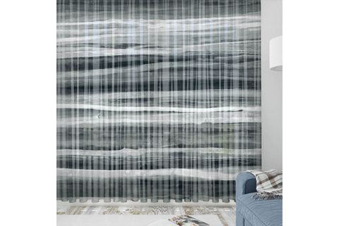 ELSE GRİ BEYAZ SULUBOYA DESENLİ DEKORATİF MODERN 3D TÜL FON PERDE 140X270