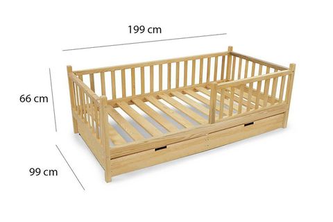NATURKİDZ MONTESSORİ KARYOLA, ÇEKMECELİ, MASİF, 90X190