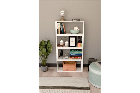 CREA MODÜLER KÖŞE KİTAPLIK, 8 RAFLI, BEYAZ