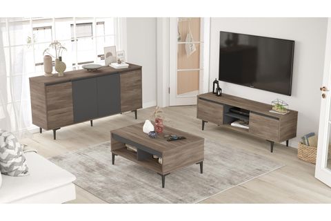 VEGA TV ÜNİTESİ+ORTA SEHPA+KONSOL, KAHVE ANTRASİT
