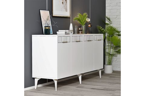 ALVİN KONSOL, 4 KAPAKLI, BEYAZ ALTIN