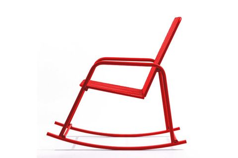 RETODESİGN SALLANAN SANDALYE, KIRMIZI, METAL