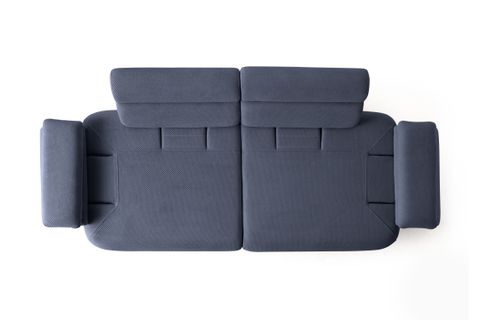 ALASKA SIRT MEKANIZMALI CEVIZ KASALI ÜÇLÜ KOLTUK, MAVİ