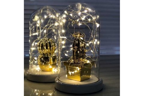 IŞIKLI FANUS LAMBA, KARE KAKTÜS, GOLD