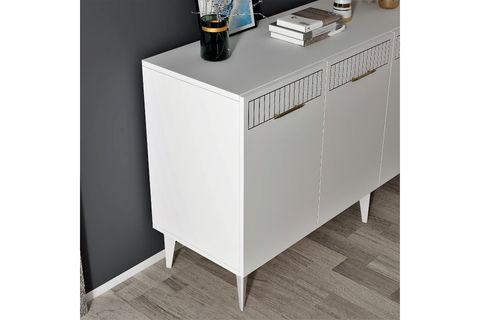 ALVİN KONSOL, 4 KAPAKLI, BEYAZ ALTIN