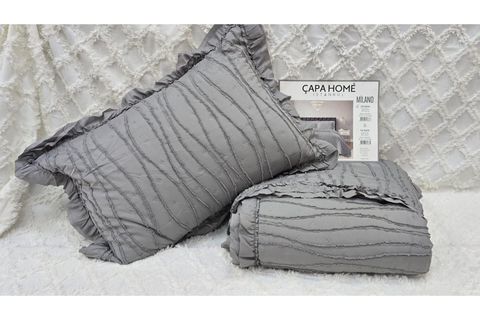 ÇAPA HOME MİLANO TEK KİŞİLİK FIRFIRLI YATAK ÖRTÜSÜ, GRİ