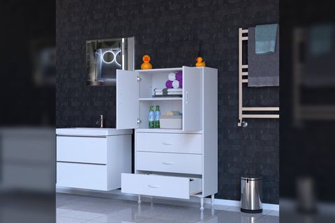 İLKİM ALT MODÜL ÇEKMECE ÜST MODÜL KAPAKLI BANYO DOLABI, 85 CM