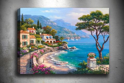 SAHİL KASABASI DEKORATİF KANVAS TABLO, 50X70