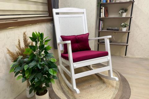 ASEDİA VERANDA HASIRLI MİNDERLİ SALLANAN SANDALYE, FUŞYA, LAKE AYAK