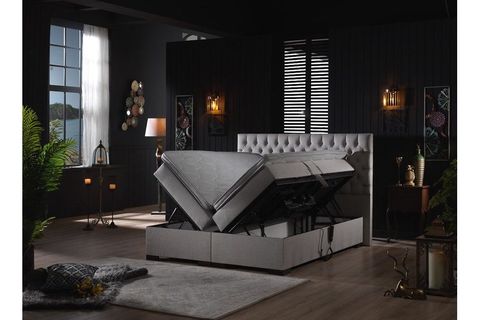 UNİMET LEİLA HAREKETLİ SANDIKLI BAZA BAŞLIK VE YATAK SETİ, GRİ, 200X200