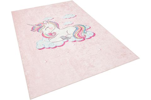 FRENDA HOME UNICORN ÇOCUK HALISI, DERİ TABAN, PEMBE, 80X150