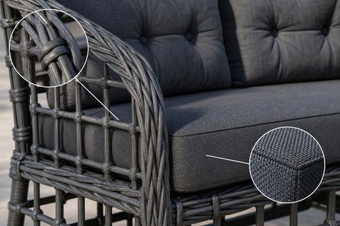 ATAKUM 4 KİŞİLİK MİNDERLİ RATTAN BAHÇE BALKON OTURMA GRUBU, ANTRASİT