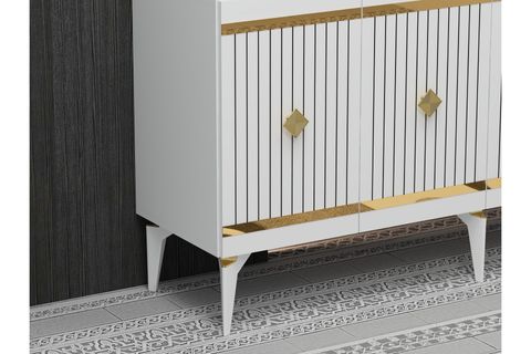 LENORA KONSOL, BEYAZ ALTIN, 150 CM