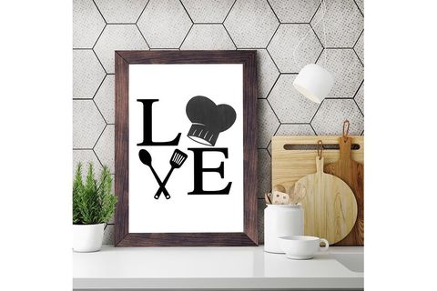 AHŞAP ÇERÇEVELİ LOVE MUTFAK PANO 30X40 CM