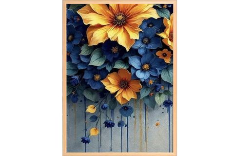 BLUE YELLOW FLOWERS TABLO SETİ, 50X70