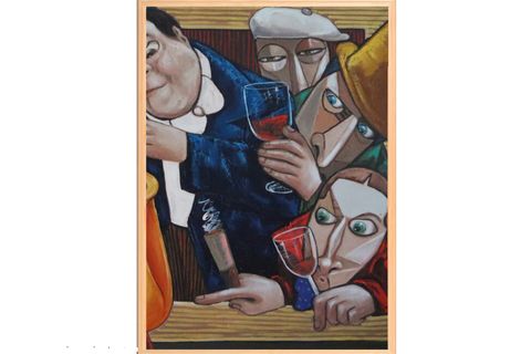 AHŞAP ÇERÇEVELİ CAZ BAR TABLO TABLO SETİ, 50X70