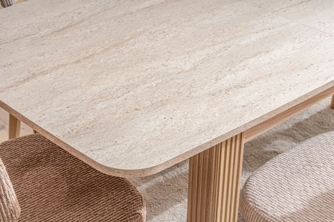 HAVEN AÇILIR YEMEK MASASI, MEŞE TRAVERTEN, 86X190