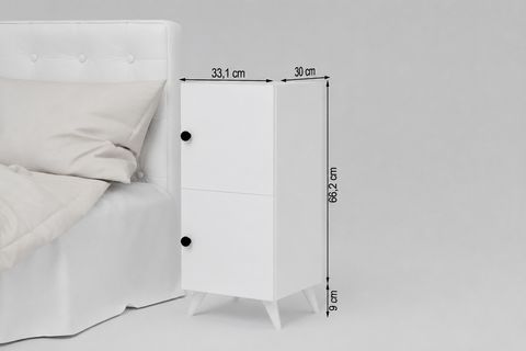 ELLA KOMODİN, BEYAZ, 2 KAPAKLI ÇEKMECESİZ