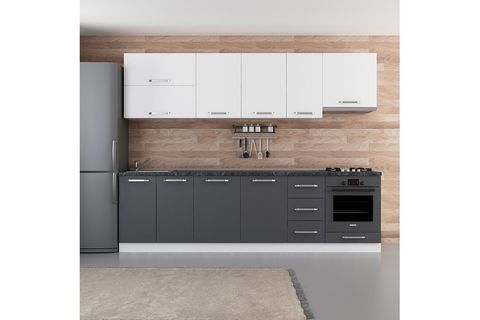 MİNAR ECE 280 CM MUTFAK DOLABI BEYAZ ANTRASİT 280-A8