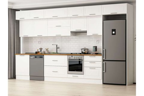 ALVİNKA 400X240 CM KLASİK MEBRAN MUTFAK DOLABI, MB E80S60S60 1 MEBRAN BEYAZ SUNTALAM