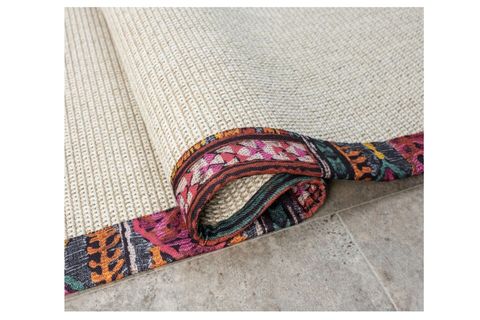 BORDÜRLÜ HASIR DOKULU SİSAL MAKİNE HALISI, KREM, 80X250