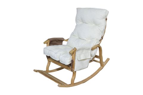 MOSSO AHŞAP ÇİFT MİNDERLİ SALLANAN SANDALYE, KAHVE KREM