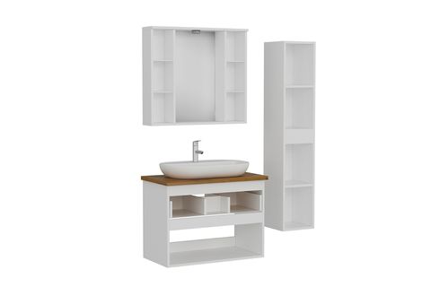 VERA BANYO DOLABI 22, BEYAZ ANTRASİT, 100 CM