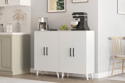 EREN ÇOK AMAÇLI DOLAP, MAT BEYAZ, 6 RAFLI