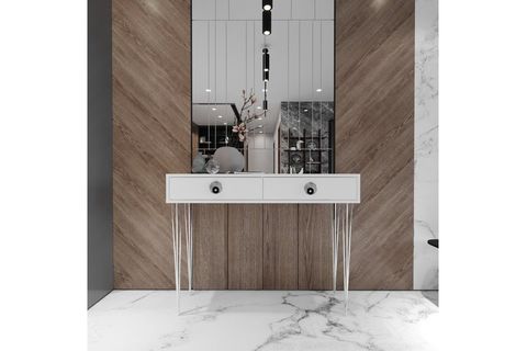 NAZ LÜX DRESUAR, 2 ÇEKMECELİ, BEYAZ GÜMÜŞ